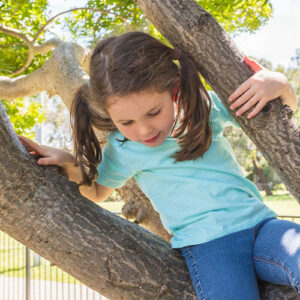 Meisje klimmen in boom - Basisschool De Driesprong